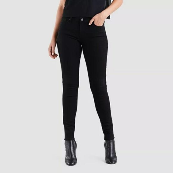 Levi's Women's 711 Mid-Rise Black Skinny Jeans New - Picture 1 of 8